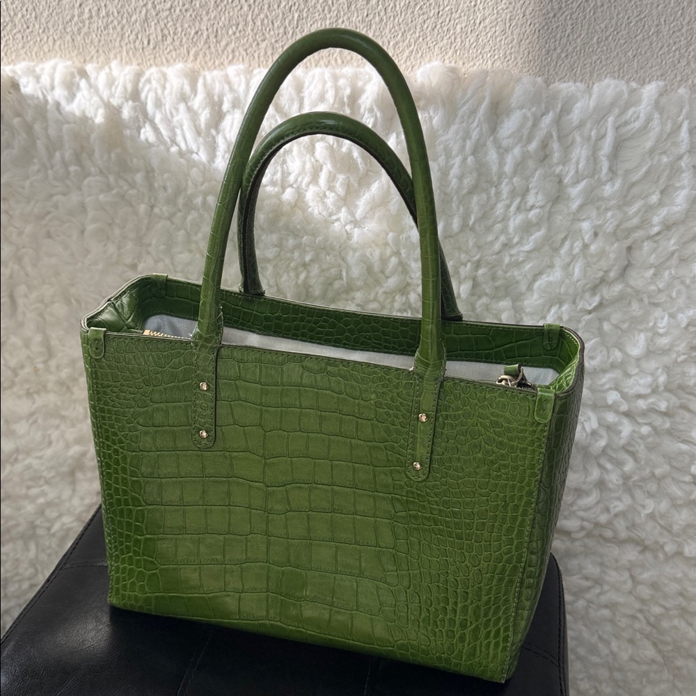 kate spade Green Croc-Embossed Tote with Gold Plate - Picture 2 of 5